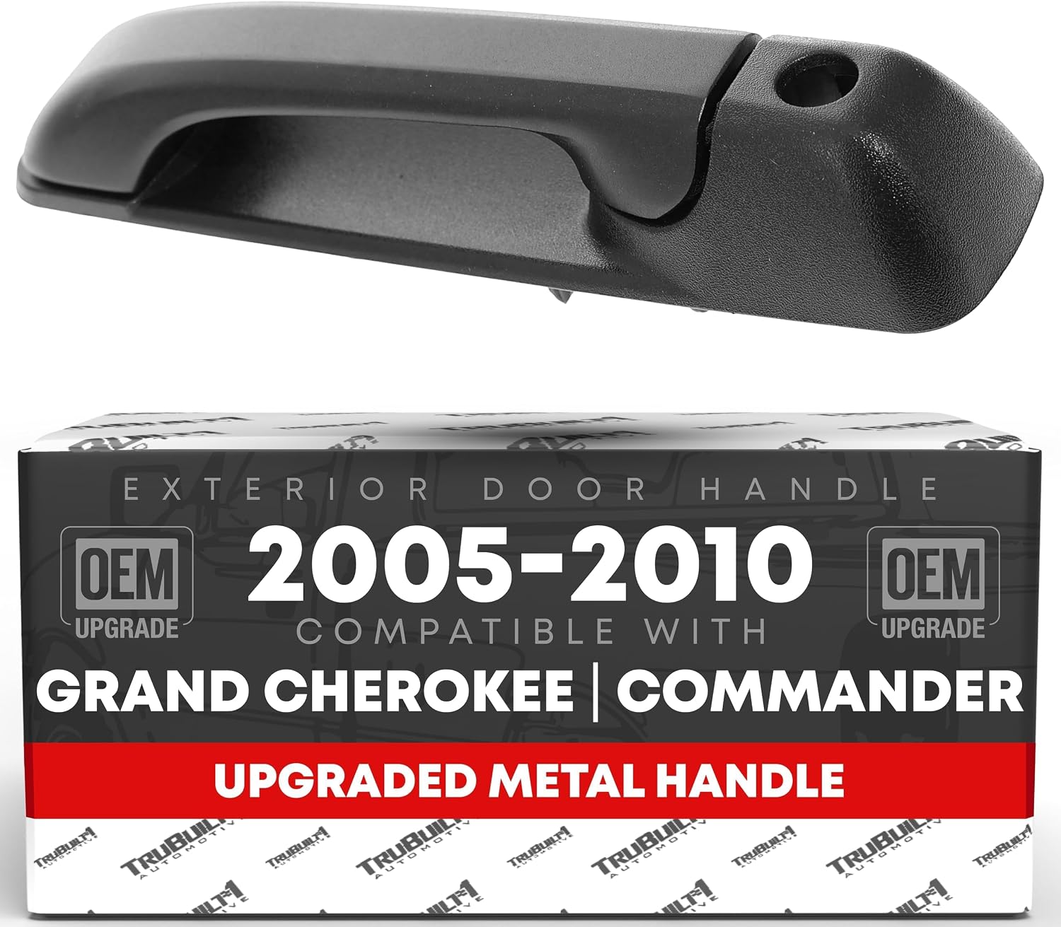T1A Exterior Front Passenger Door Handle, Upgraded Metal - Compatible with 2005-2010 Jeep Commander, 05-10 Jeep Cherokee - Textured Black w/Keyhole - OEM 55394236AG-MT, 80331