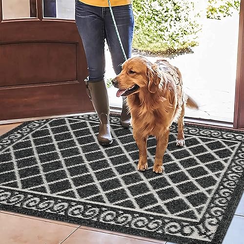 Miniatura 15 de HEBE Tapete para puerta interior, 20 x 32 pulgadas, antideslizante, para puerta delantera, lavable, atrapador de suciedad para entrada, tapete