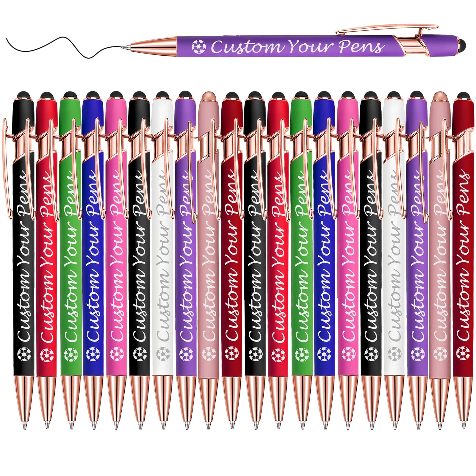 Amlion Personalized Custom Pens with Name Engraved Logo Text,20 Customized Writing Stylus Pen Promotional Item Gift for Men Women Office Business