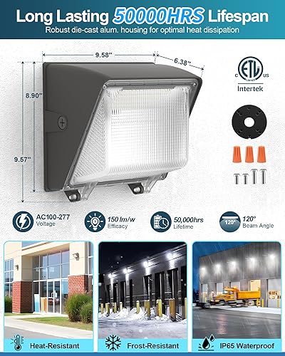 Miniatura 6 de AKK Paquete de pared LED de 80 W, 60 W, 40 W, sintonizable, 3 colores conmutables, 12000 lm (equivalente a 400 W MH), luz de pared LED IP65 para