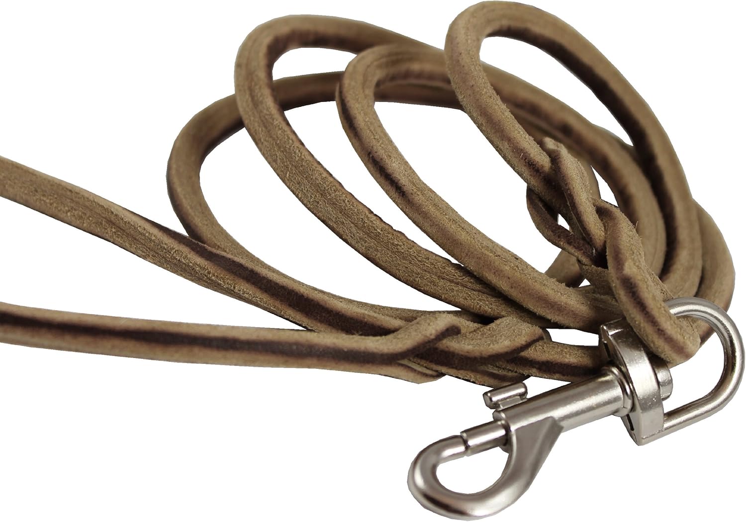 Genuine Leather Rope Leash 4ft Long 1/4" Diam for Medium Dogs.