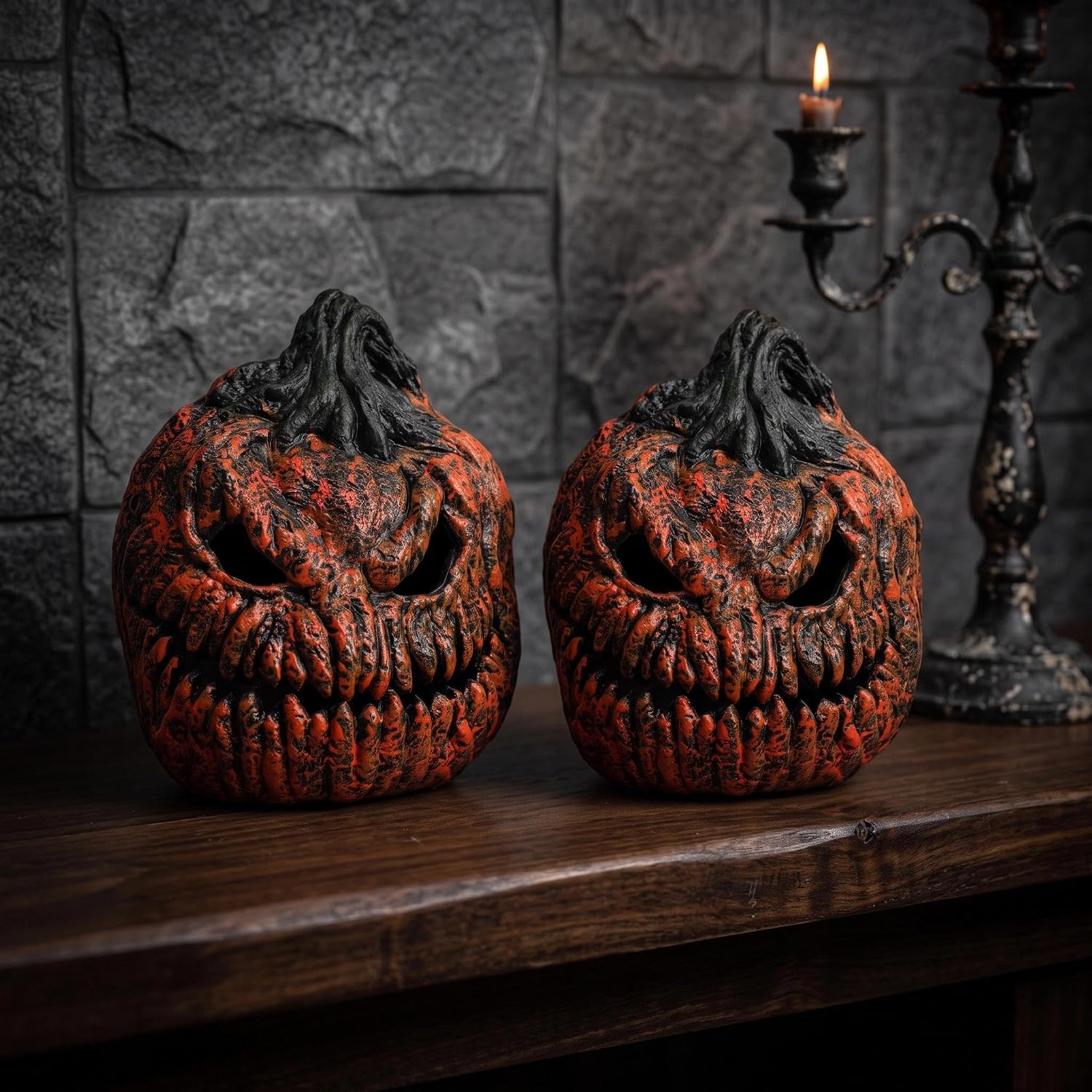 2 Pack Halloween Porch Light Face Covers, Lighted Outdoor Halloween Decor