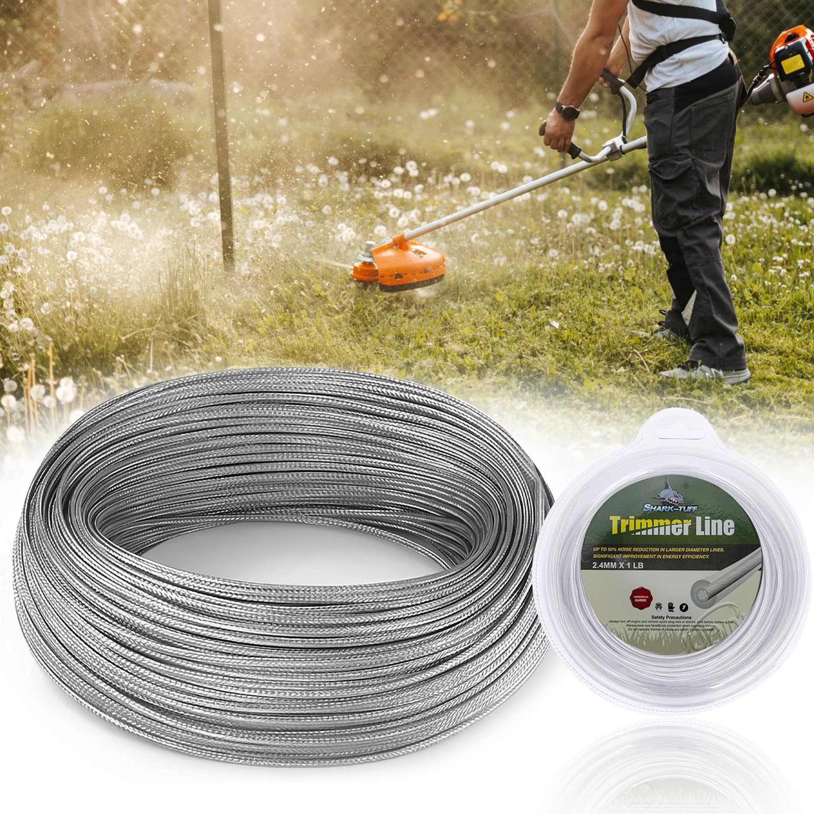 41m hilo de corte de alambre de acero para cortabordes, Ø 3mm hilo para desbrozadora, hilo de corte para cortacésped, hilo de nailon de acero para corte, cuerda para cortacésped para maleza, césped