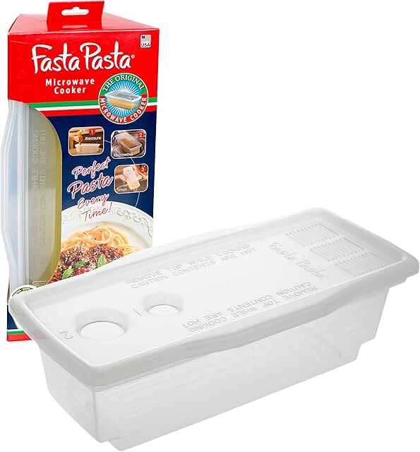 25 Recipes with Alfredo Sauce for Rich Creamy Dinners 54 The Original Fasta Pasta Microwave Cooker with Lid & Built-in Strainer-N...