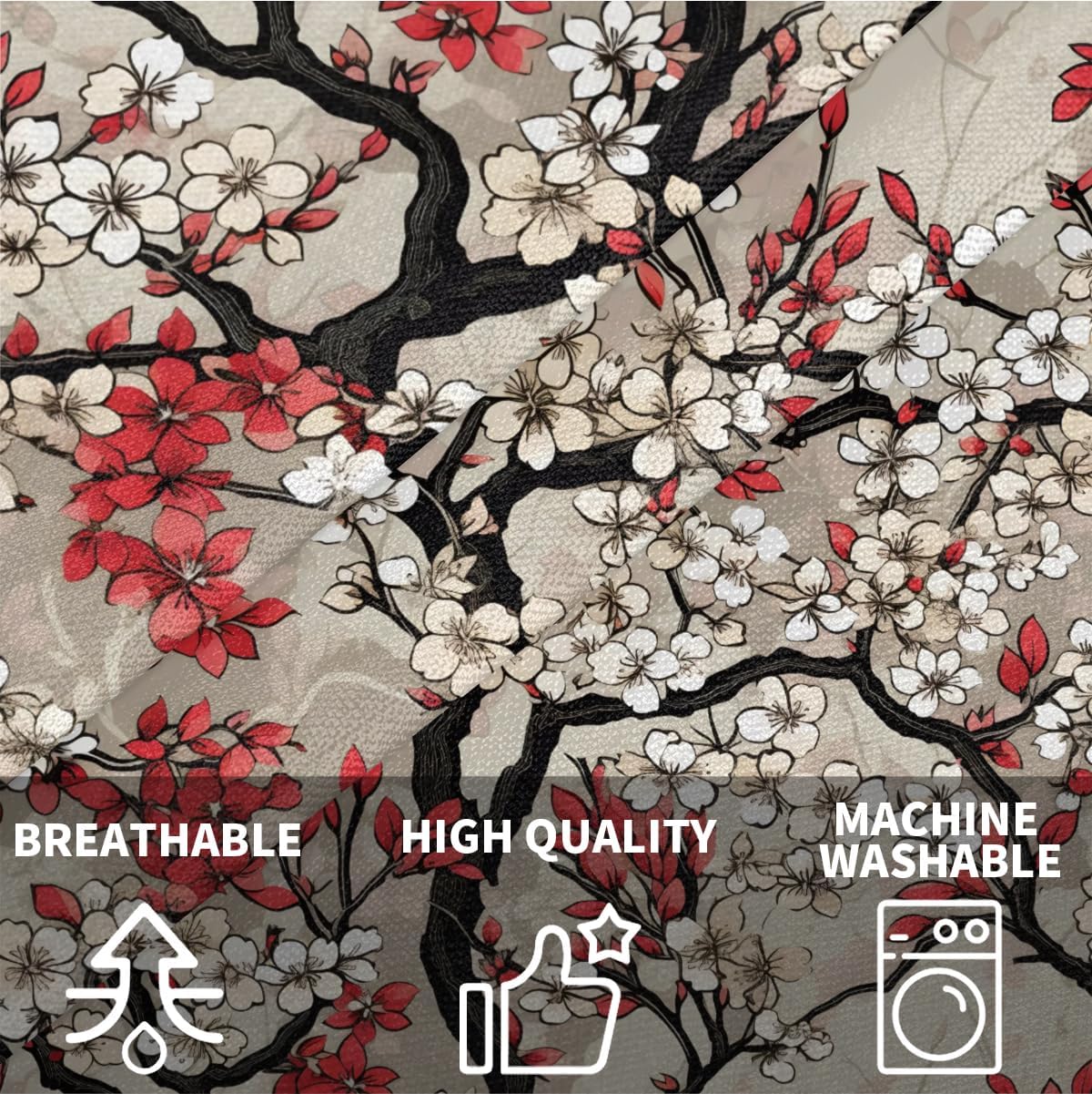 Tavisto Asian Flower Art Throw Pillow Covers 18x18 Square Pillowcase Linen Pillow Case Modern Cushion Cover Decoration for Sofa Bed Chair Car, Set of 2