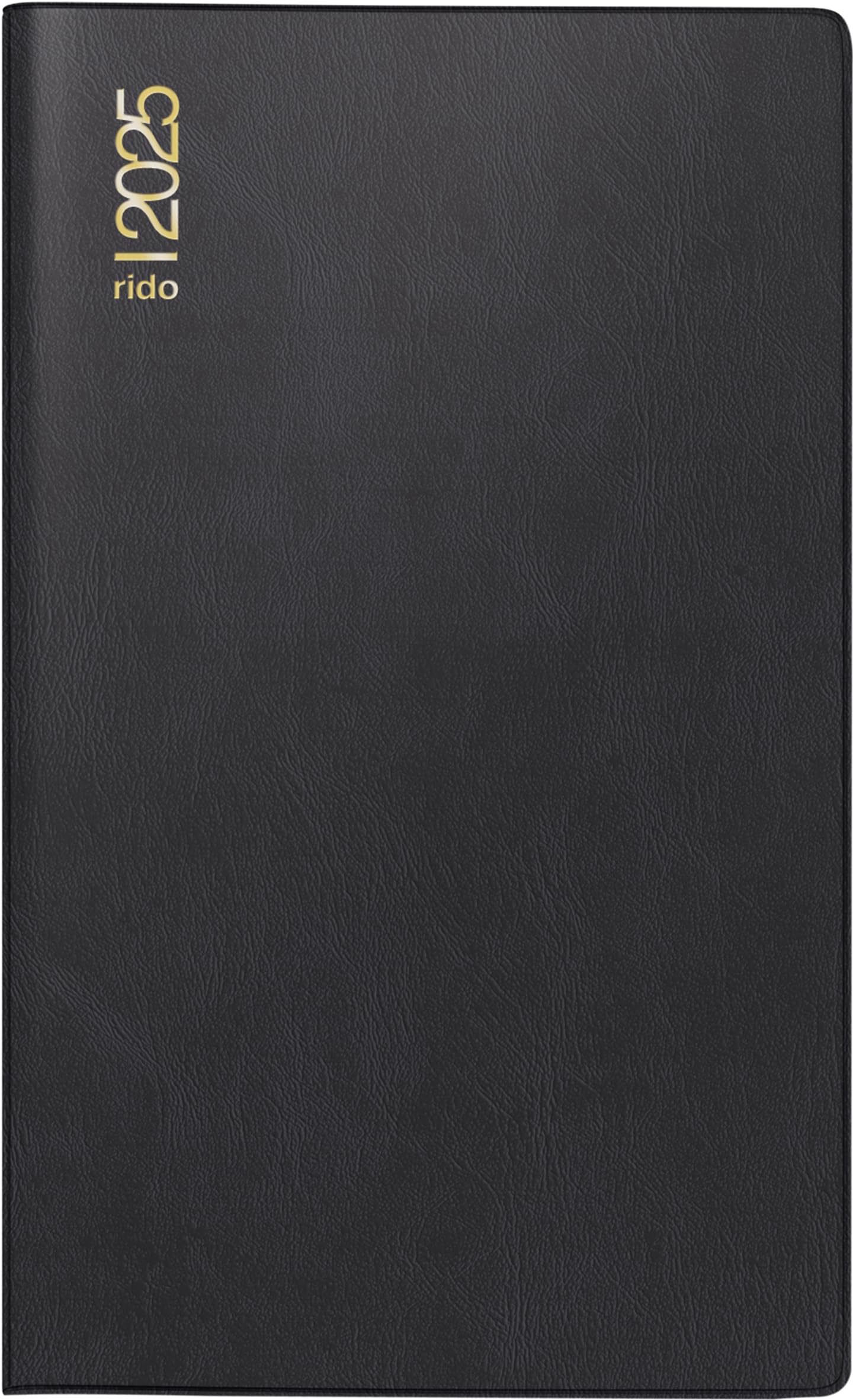 rido/idé Pocket Diary Model Plain Planner (2025), 2 Pages = 1 Month, A6, 32 Pages, Plastic Cover, Black