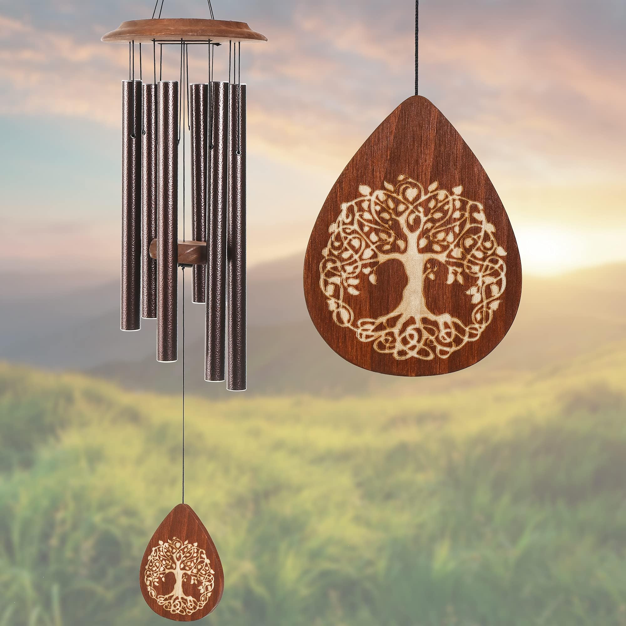 SENYYI Memorial Wind Chimes Outside Deep Tone, Sympathy Windchime for Loss of Loved One, 35" Tree of Life Wind Chimes Tuned Soothing Melody, Great Gift for Patio Garden Backyard (Bronze)