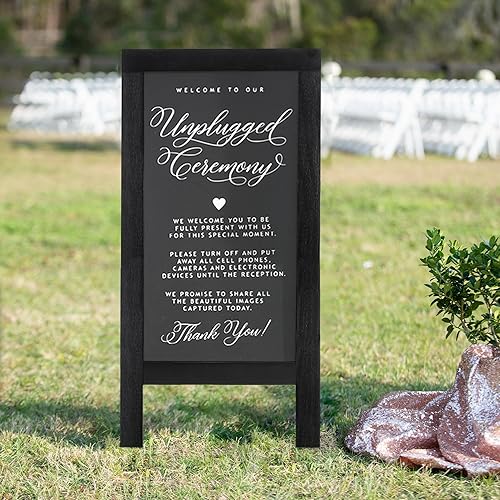 Miniatura 5 de Pizarra de sándwich de 40 x 20 pulgadas, madera de pino maciza, color negro rústico, pizarra de tiza, letreros para tablero de sándwich al aire