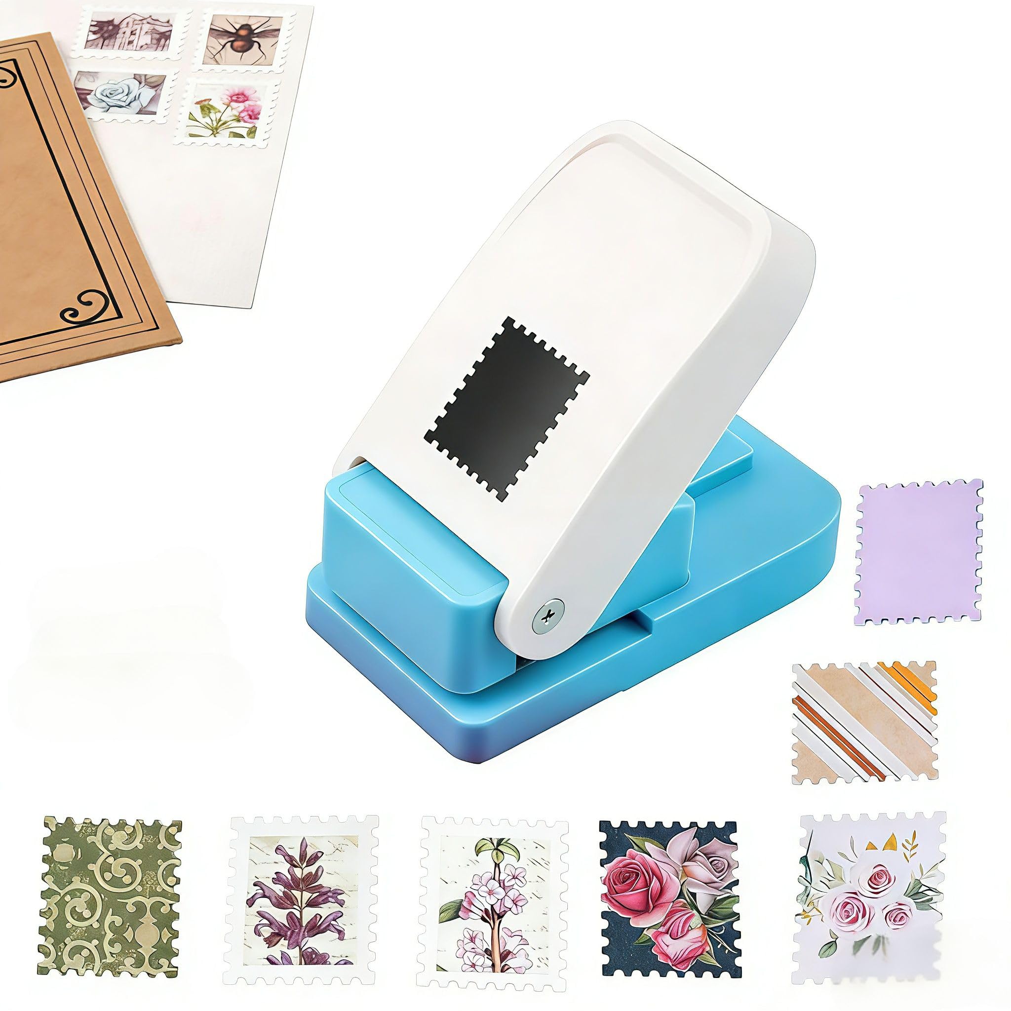 Rectangular Postage Stamp Punch Cutter, 1 x 0.8 Inch Stamp Puncher for Scrapbook Pages, Greeting Card Making and DIY Craft Projects