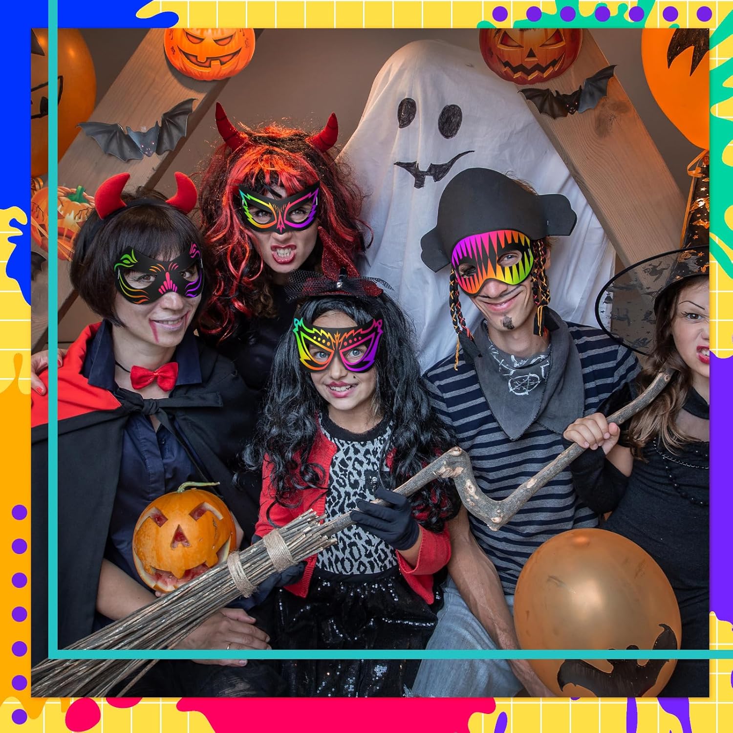 Realspring 120 Pcs Hero Scratch Paper Mask DIY Kids Masks Making Craft Kit for Masquerade Dress up Birthday Party Favor - Image 6