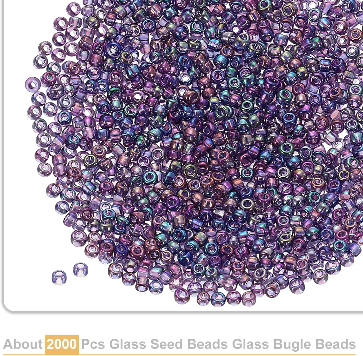 uxcell 2000 Pcs Glass Seed Beads Bulk, 2mm Mini Glass Bugle Beads for DIY Earrings, Necklaces, Bracelets, Jewelry Making, Dark Purple - Image 3