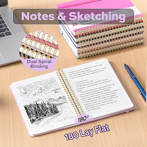 Miniatura 2 de deli Cuaderno de diario en espiral forrado lavanda, 160 páginas, A5 (5.5 x 8 pulgadas), cuaderno de escritura de tapa dura, diario encuadernado en