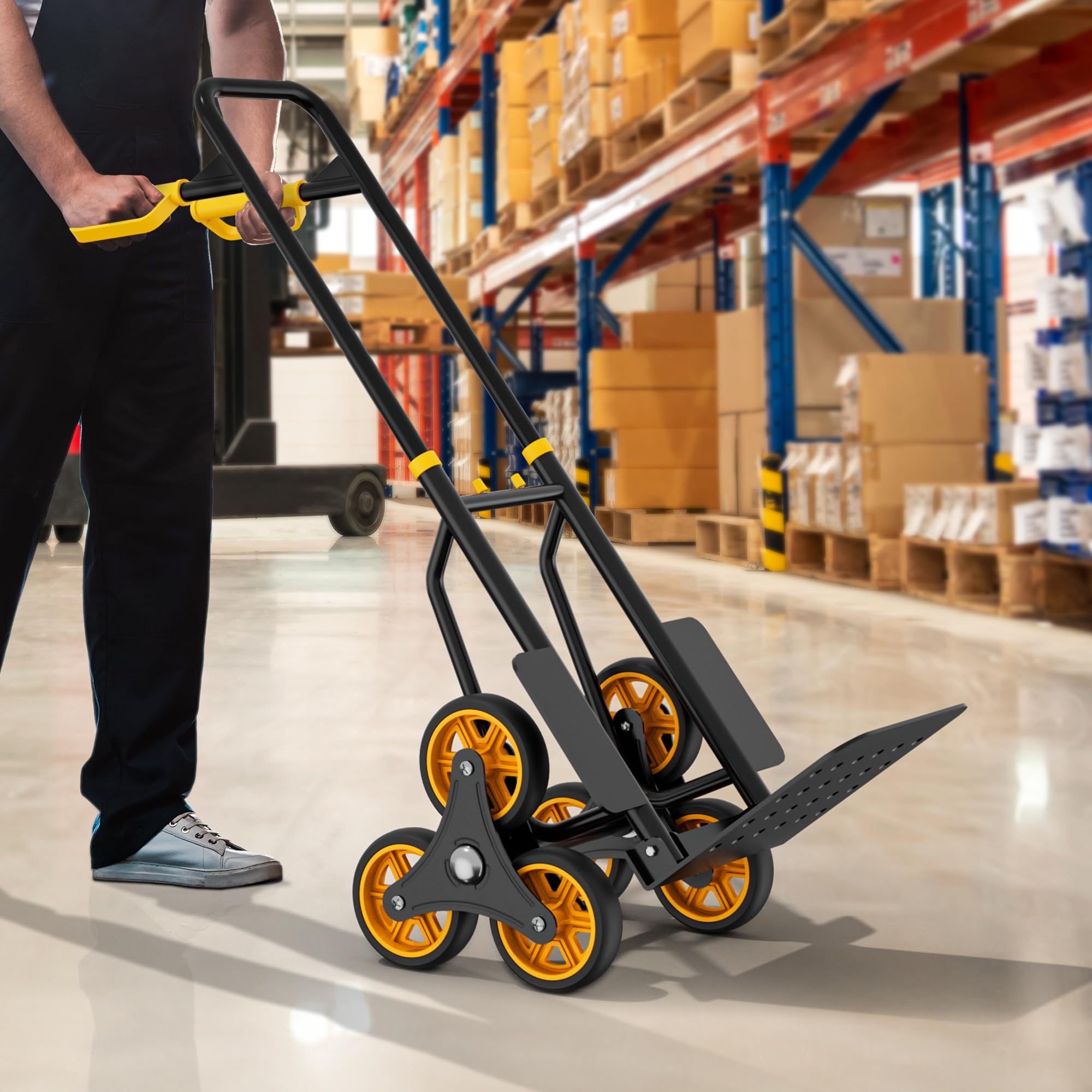 YITAHOME Carrello per Salire le Scale,150 kg Carrello Portapacchi per Scale con superfici morbide e cuscinetti a sfera, 2 corde estensibili