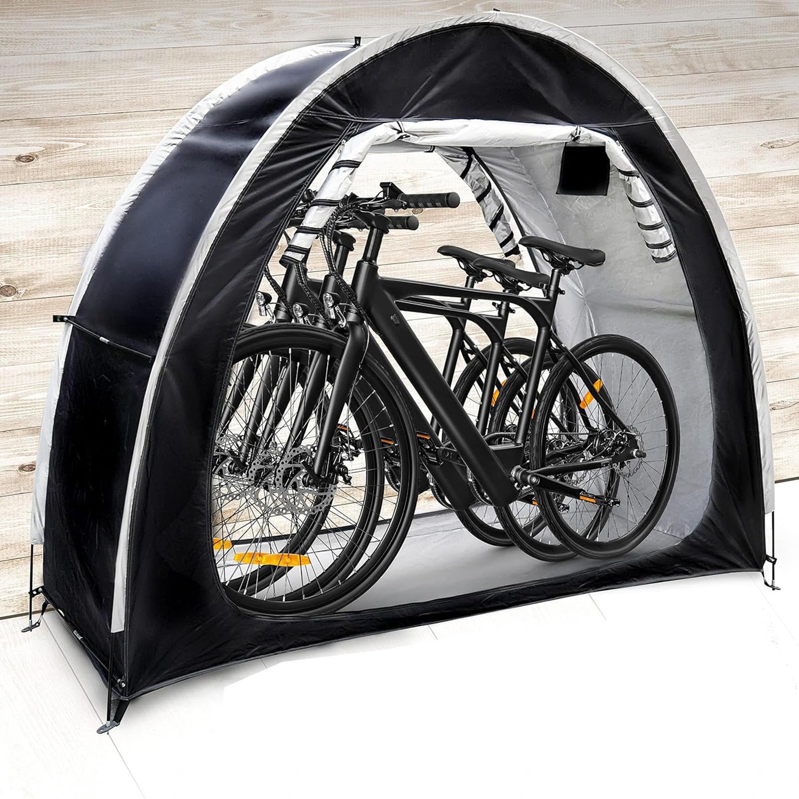 Lot de 2 abris de Rangement pour vélos, abri de Rangement pour vélos, Tissu Oxford 210D PU4000, imperméable, Petit abri d'extérieur, Jaune (Noir)