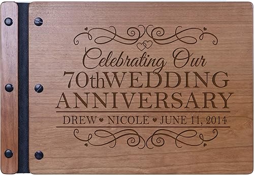 LifeSong Milestones Libro de visitas personalizado para el 70 aniversario de boda para pareja, marido y esposa, 70 años de celebración matrimonial,