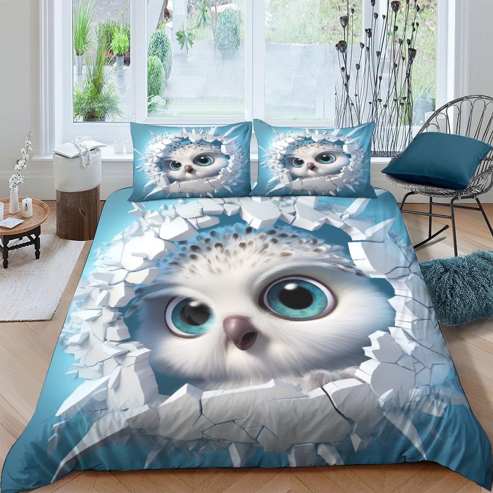 Housse de couette chouette mignonne pour chambre d'enfant et adulte lit king size