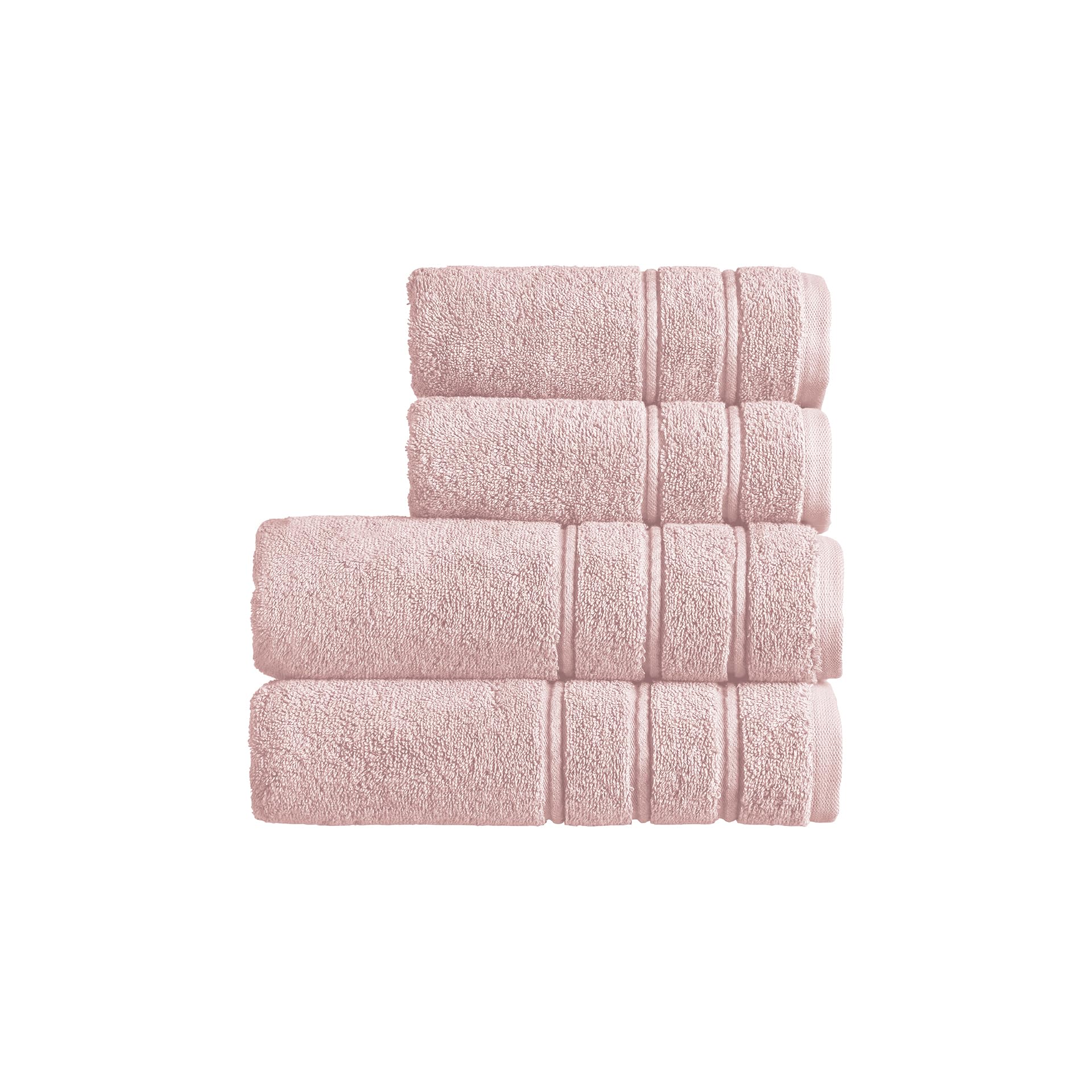 Christy Antalya Large Bath Towels | Set of 4 | 100% Turkish Cotton | 600GSM | Soft Plush Luxury Towel Set | 2 Bath Towels 2 Hand Towels | Quick Dry | Pale Rose Pink