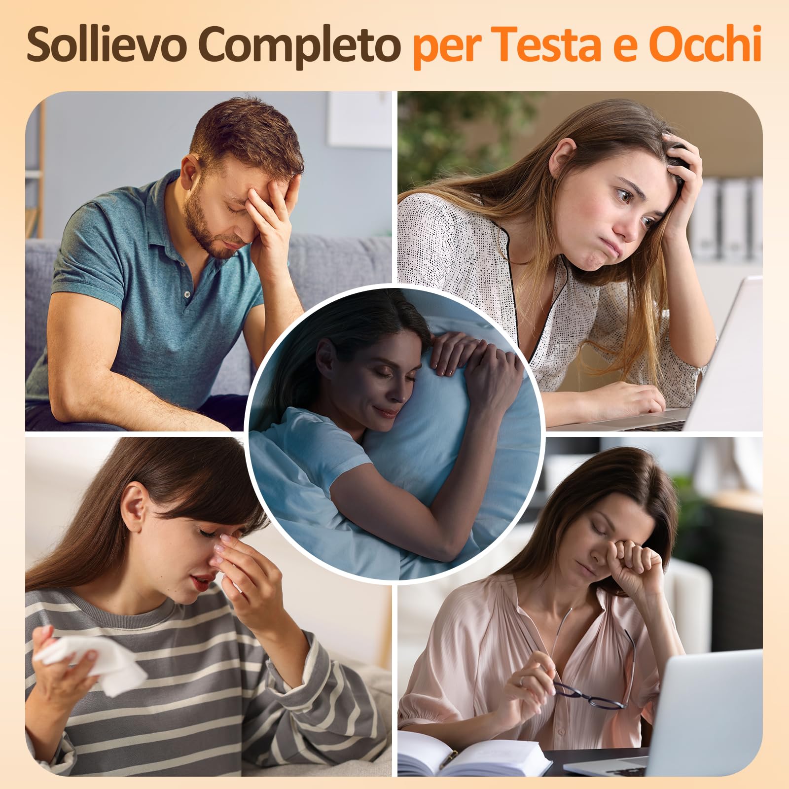 Comfytemp Cappello Riutilizzabile per Emicrania e Fascia Mal di Testa, Alleviare la Pressione Sinusale, Mal di Testa Tensivi e Affaticamento Degli Cchi, Maschera Termica per Gli Occhi