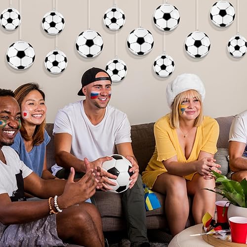 Miniatura 4 de 24 mini pelotas de fútbol inflables, decoraciones de fiesta de fútbol, pelotas de fútbol pequeñas con ganchos de cuerda colgantes, piscina de