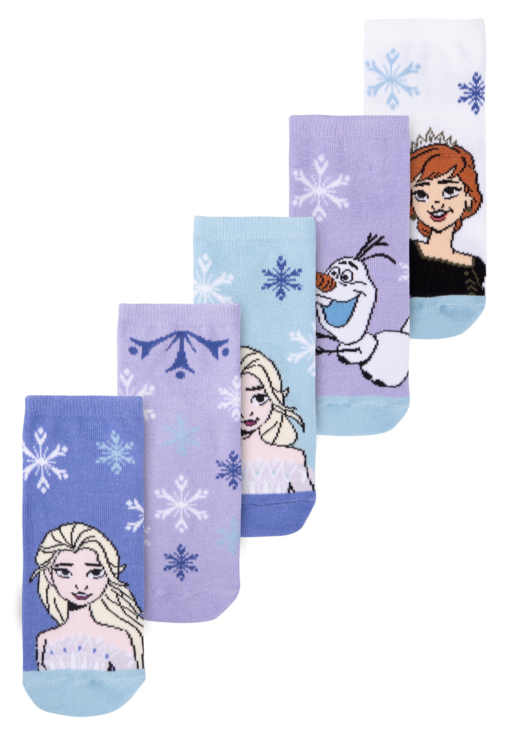 Disney Die Eiskönigin Socken für Mädchen - Frozen Sneaker Kindersocken Söckchen Lila/Weiß (5er Pack)