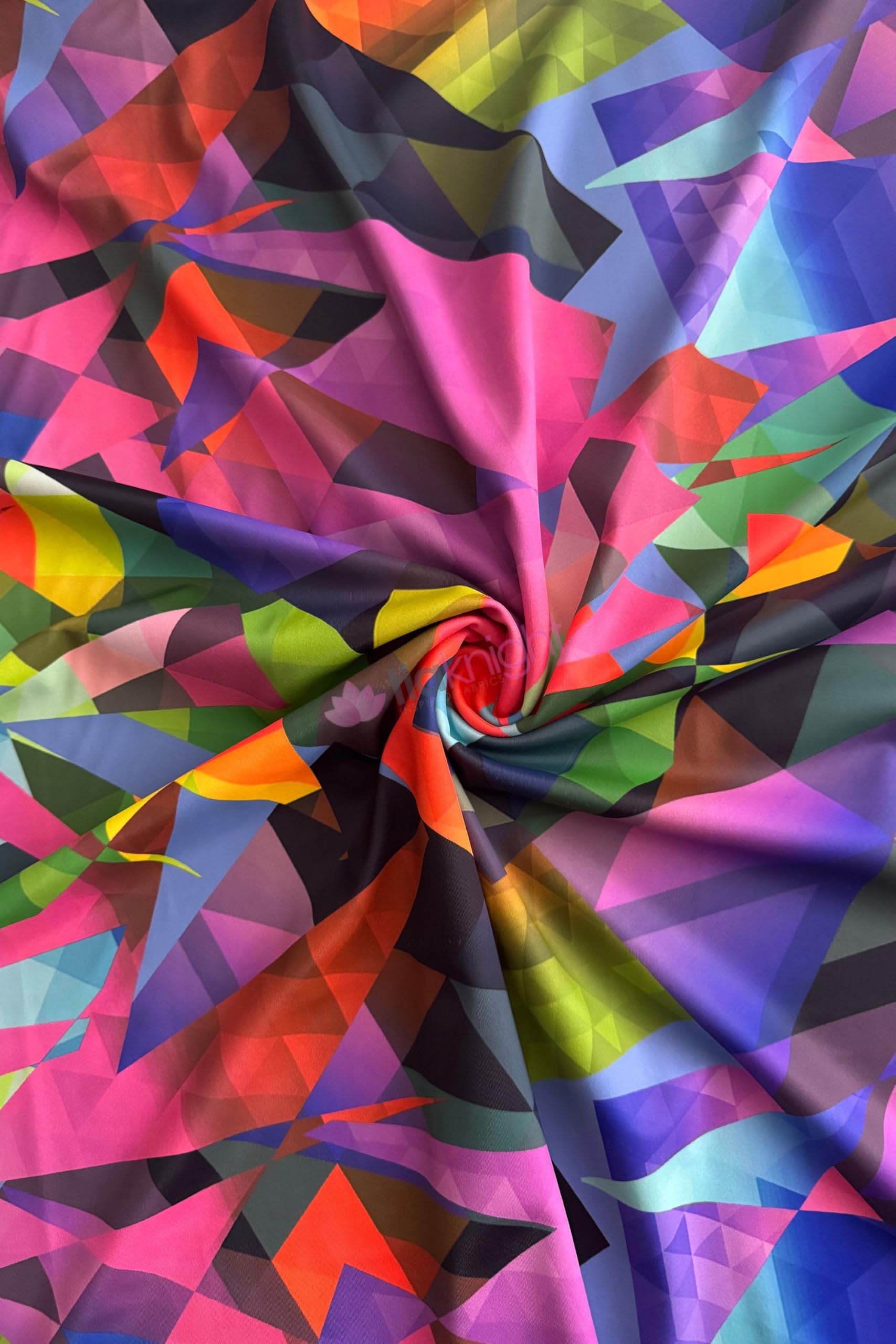 Premium Quality Printed Matte Nylon Lycra | 4 Way Stretch Swim Wear, Dance Leotard, Leggings Material | 50+ Colours/Prints in Stock | Sold By The Metre | Tia Knight (Geometric Kaleido) — image 1