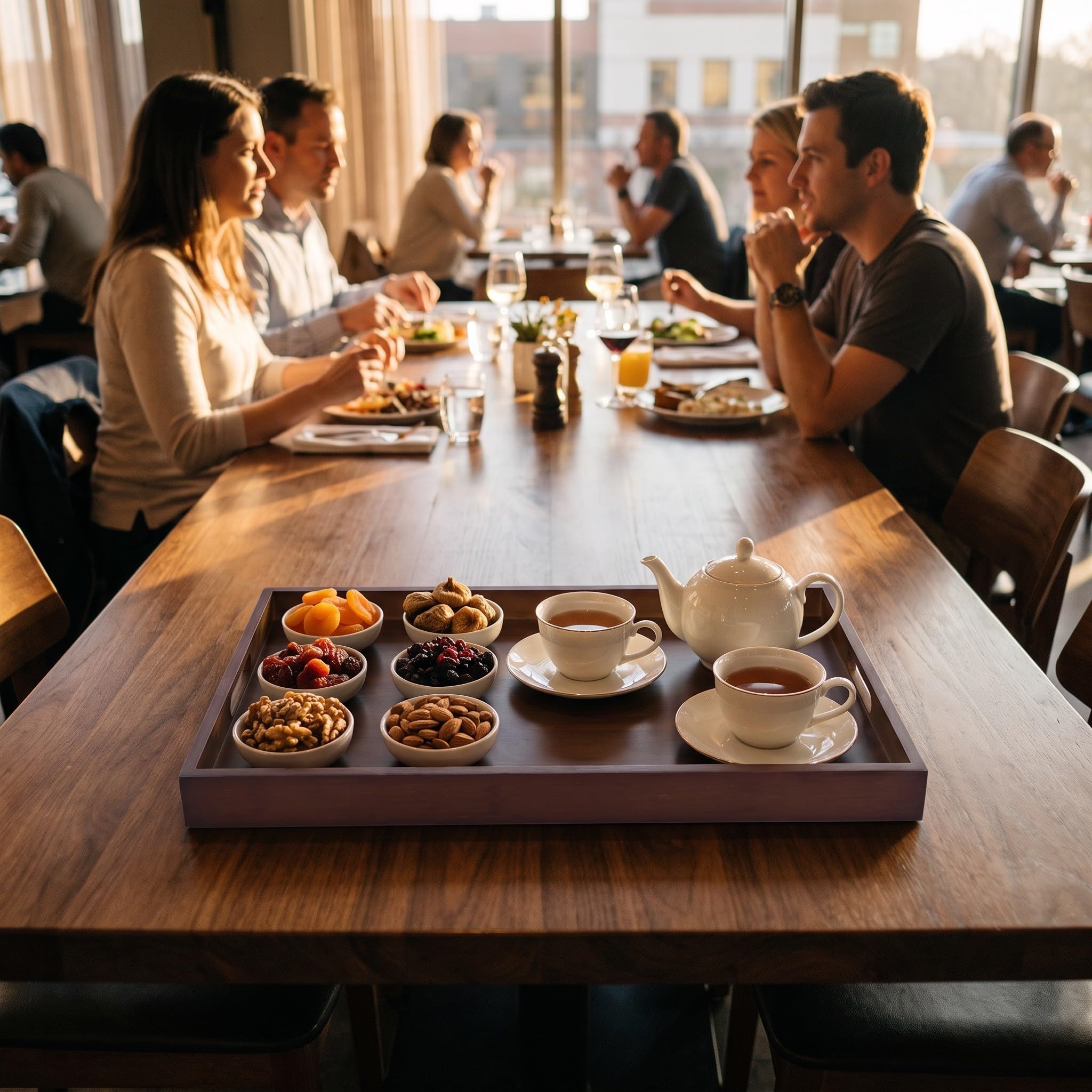 UKCOCO Bandeja de Servir de Nogal, Plato Rectangular de Madera para Mesa.