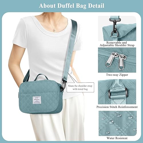 Miniatura 7 de Bolsas de fin de semana para mujer, bolsa de viaje para artículos personales con compartimento para zapatos, bolsa de viaje con bolsa de aseo