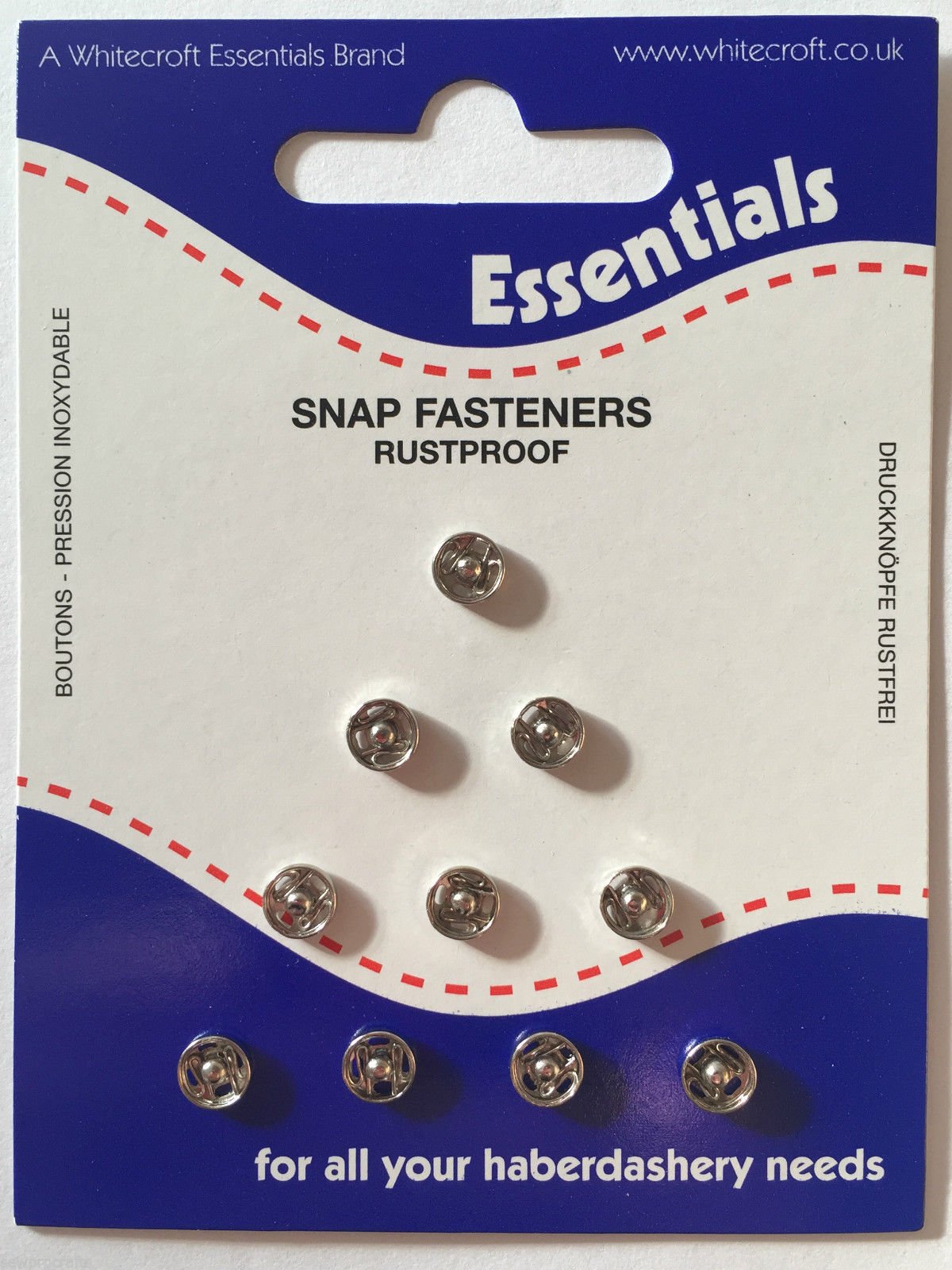 Pdtxcls Silver Whitecroft Essentials Snap Fasteners - Nickel/ Colour - 5Mm (10 Snaps)