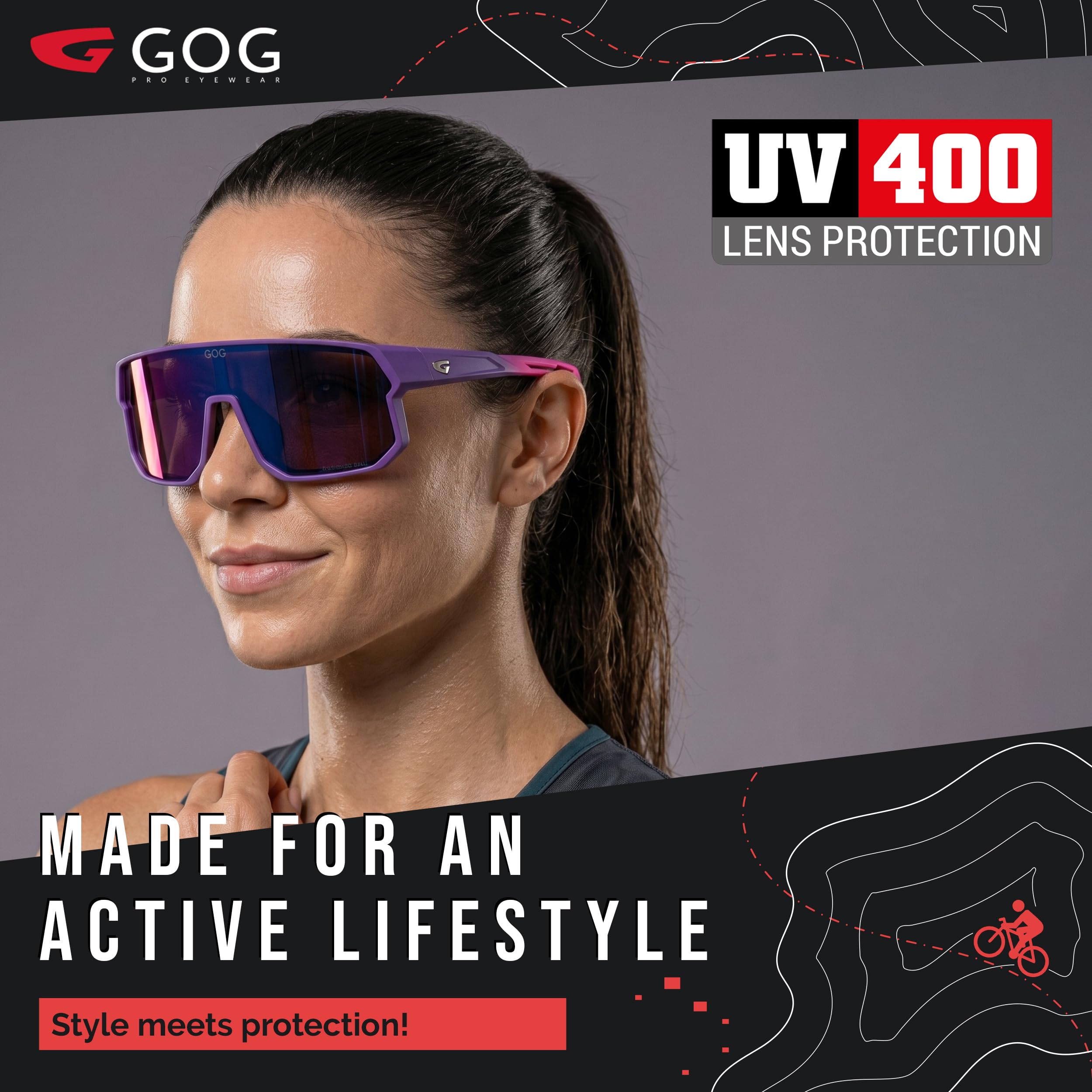 GOG Eyewear Polarisierte Fahrradbrille Sport-Sonnenbrille PC LENS TR90 grilamid UV400 Herren und Damen