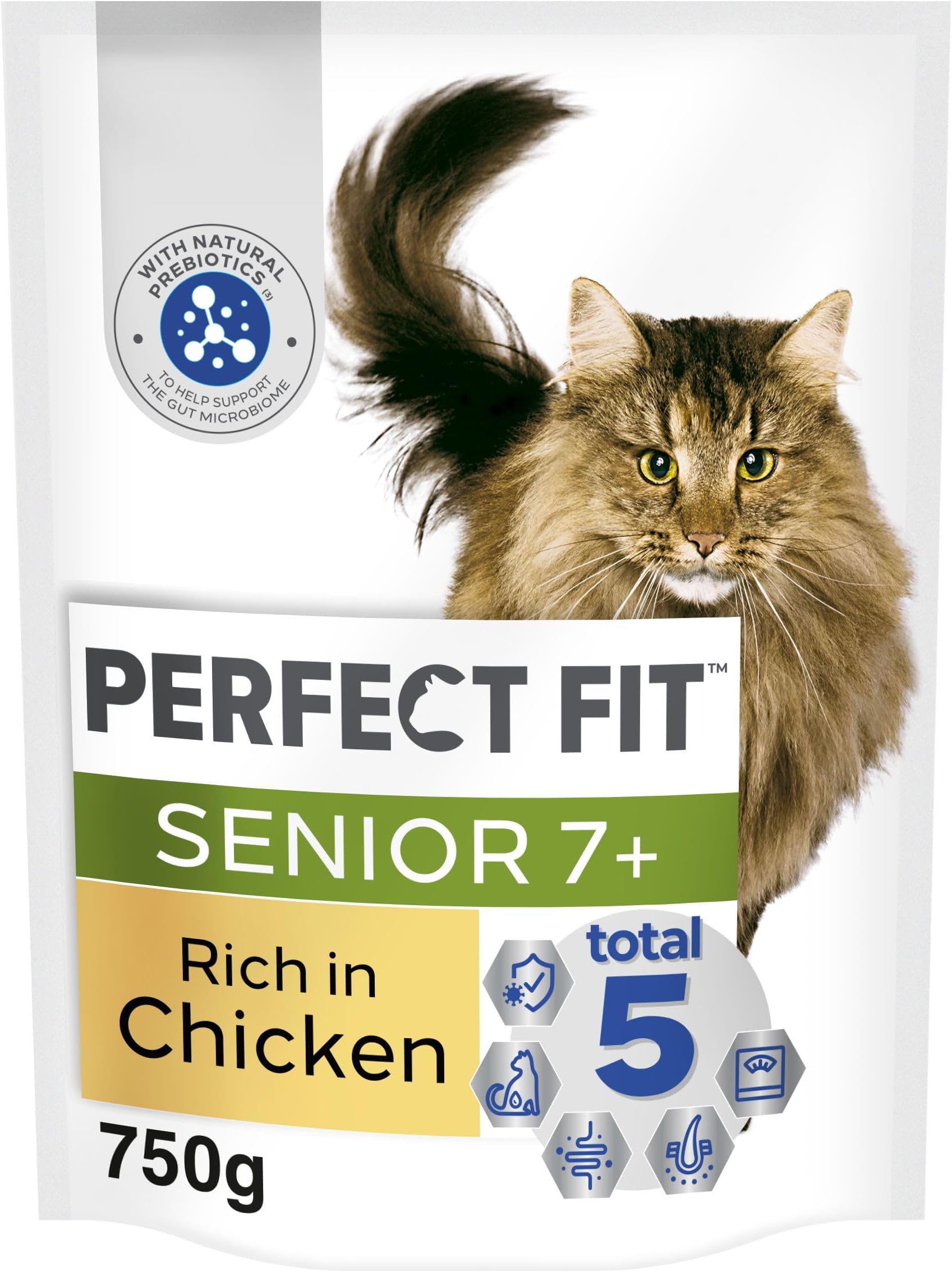 – Senior 7+ Complete Dry Cat Food for Senior Cats Aged 7+ Years, Rich in Chicken, 4 Bags (750 g)