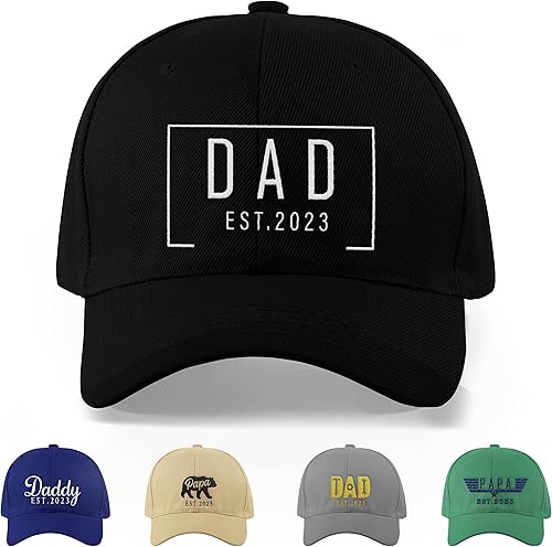 Brd Gifts Sombrero personalizado para papá con título, año de estado, 12 colores, 12 colores de hilos, regalo del día del padre de parte de hija,