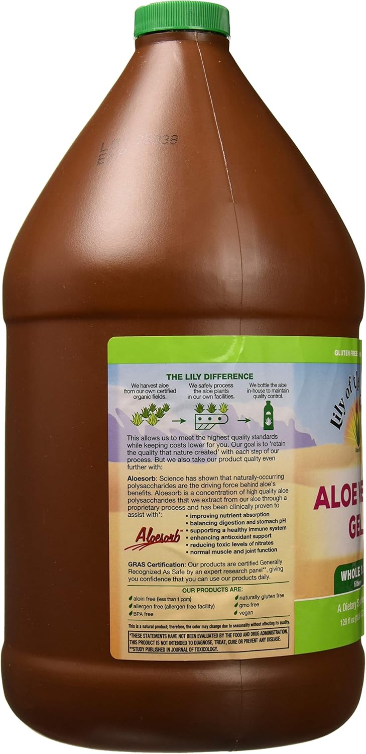 Lily Of The Desert Aloe Vera Gel Whole Leaf, 128 Fluid Ounce, 1 GL : Health & Household