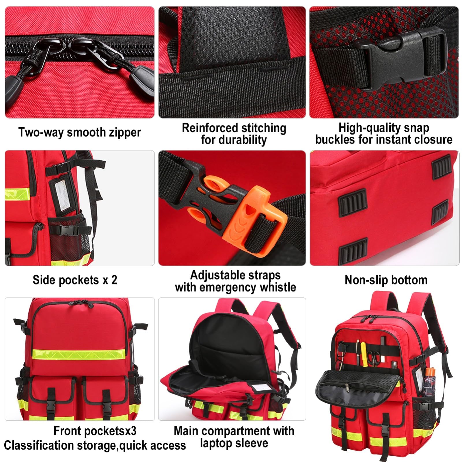 Cubstone Erste Hilfe Rucksack,Notfallrucksack Leer,Rettungsrucksack,Professional First Aid Backpack Reflektierender,Wasserdicht - Reißfest - Großer Kapazität Für Medizin,Rettung,Outdoor(Orange)