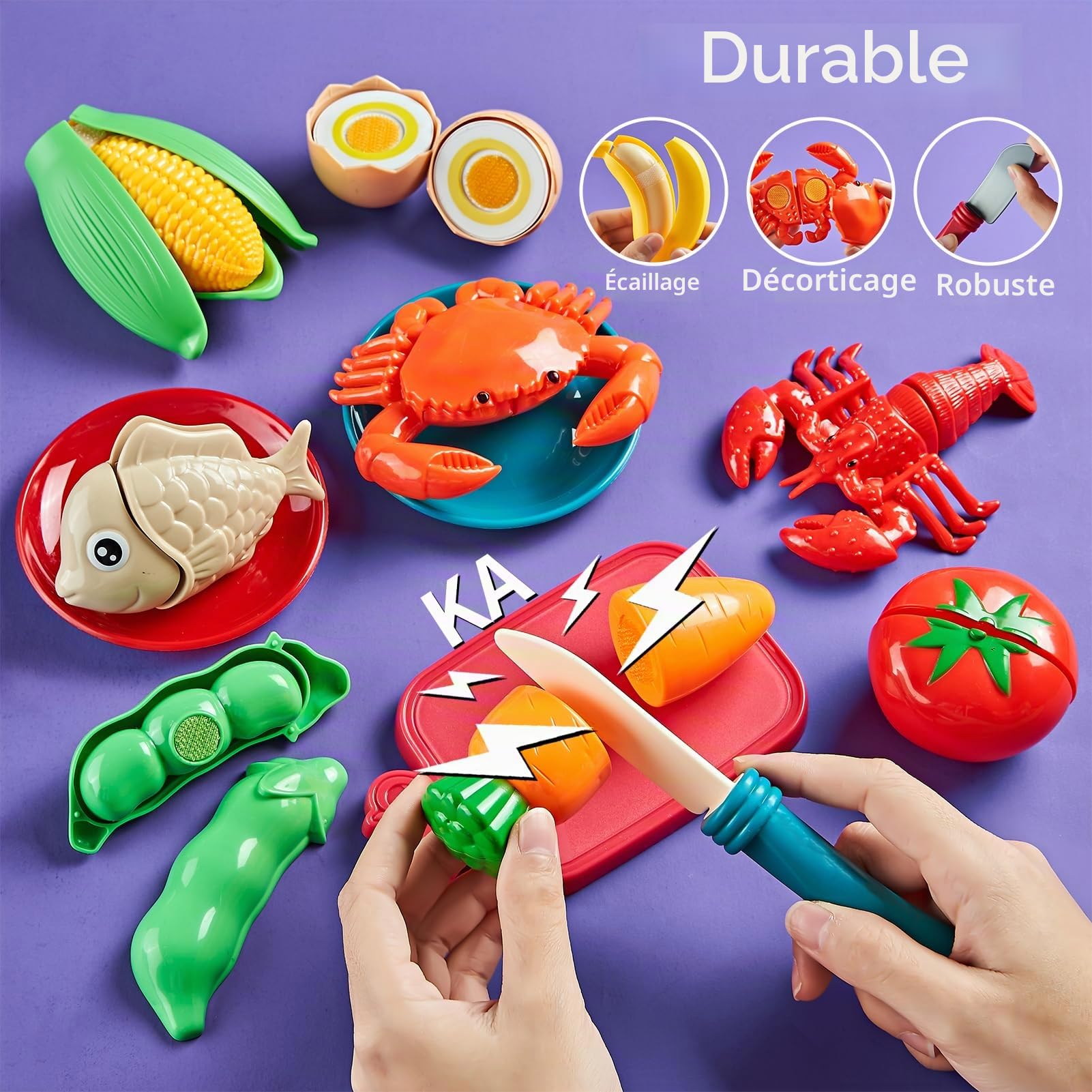 Laugigle Nourriture de Jeu de Simulation pour Enfants - 78 pièces de Nourriture avec Sac de Rangement, Jouets Alimentaires en légumes et Fruits