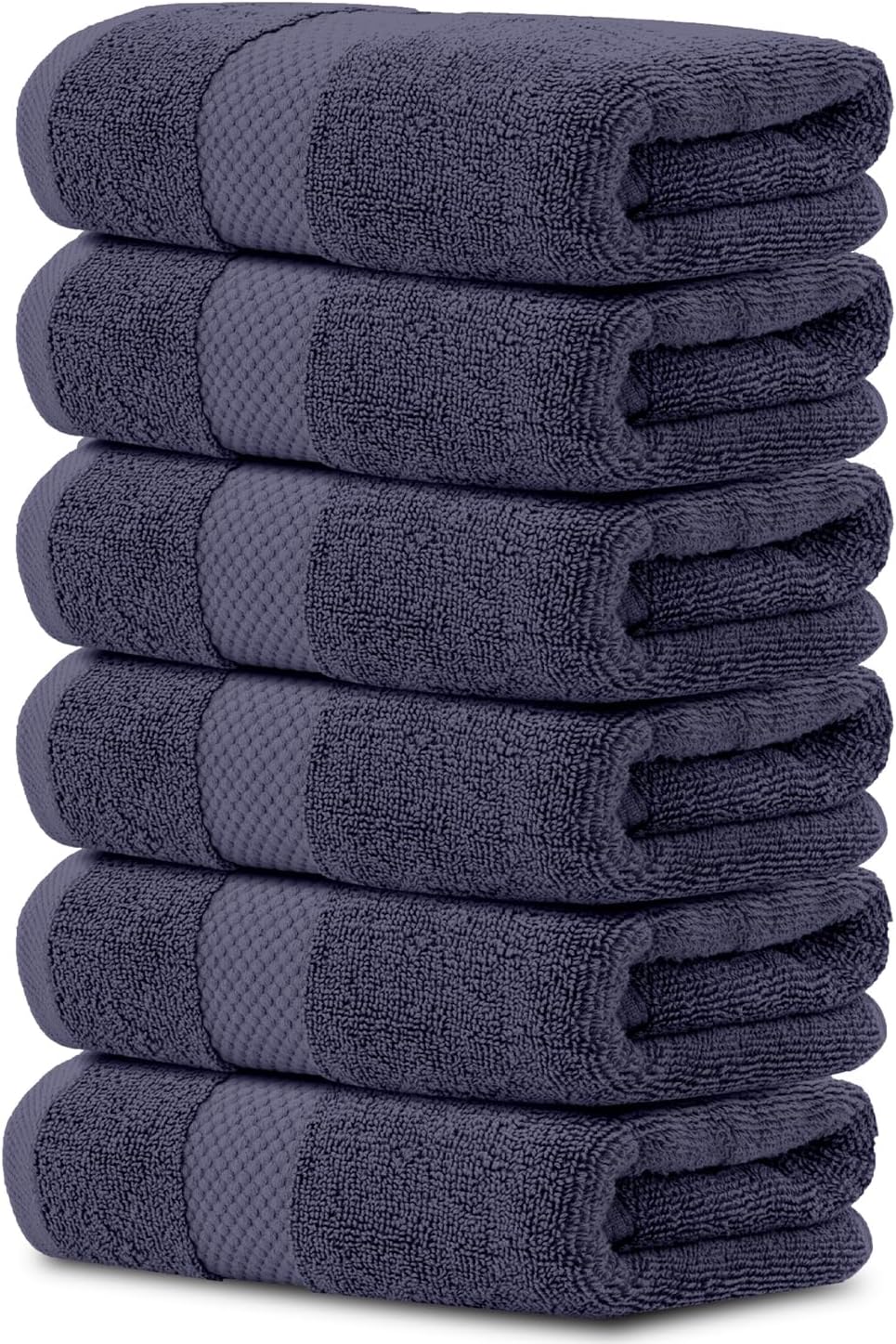 Luxury Navy Blue Hand Towels - Soft 100% Turkish Cotton | Highly Absorbent Hotel spa Bathroom Towel Collection | 16x30 Inch | Set of 6