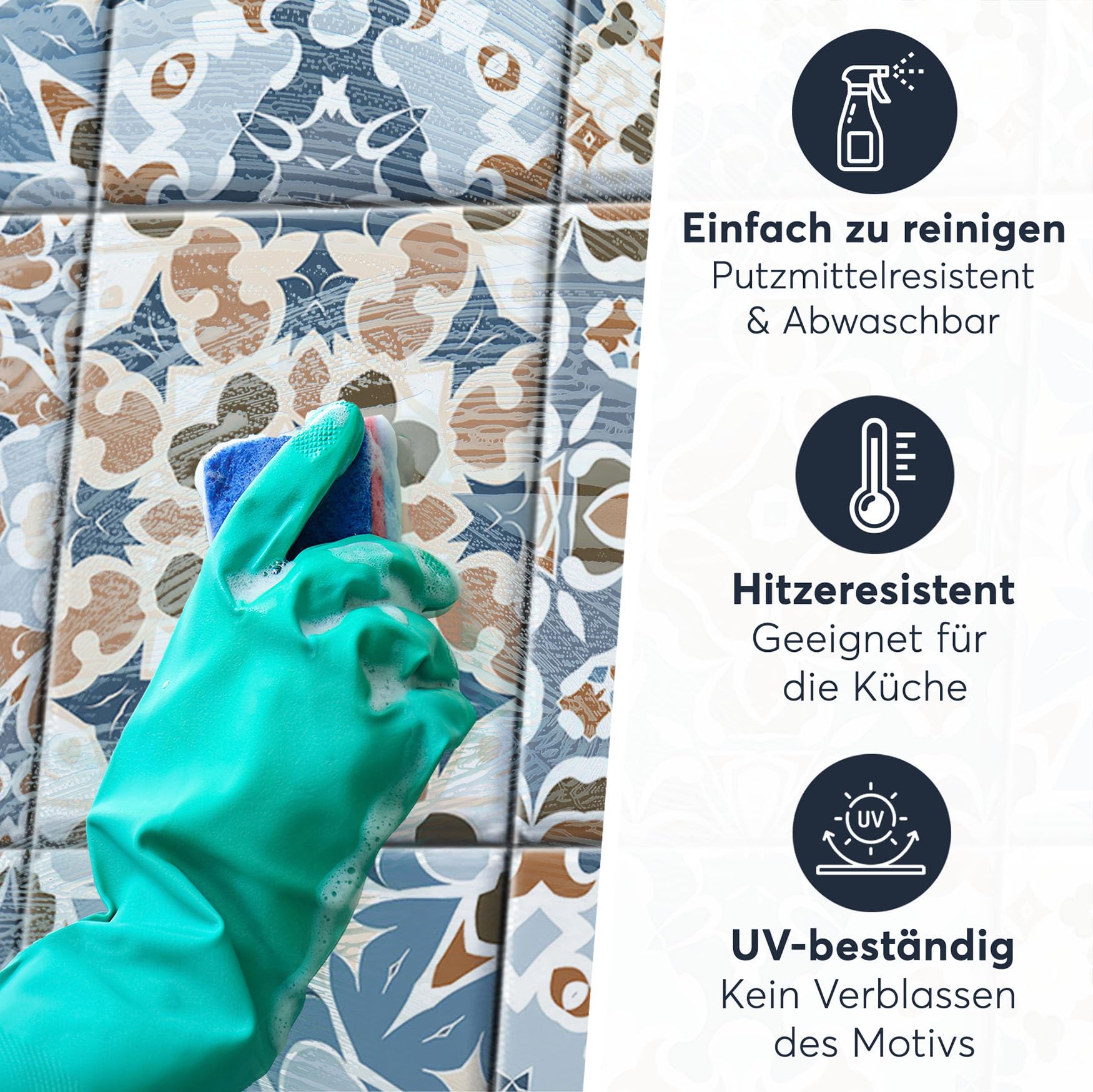 CREATISTO Mosaik Klebefliesen Stickerfliesen Fliesenfolie - Hochwertige Sticker Aufkleber für Wandfliesen I Stickerfliesen - Mosaikfliesen für Küche, Bad, WC Bordüre (15x20 cm I 18 -Teilig)