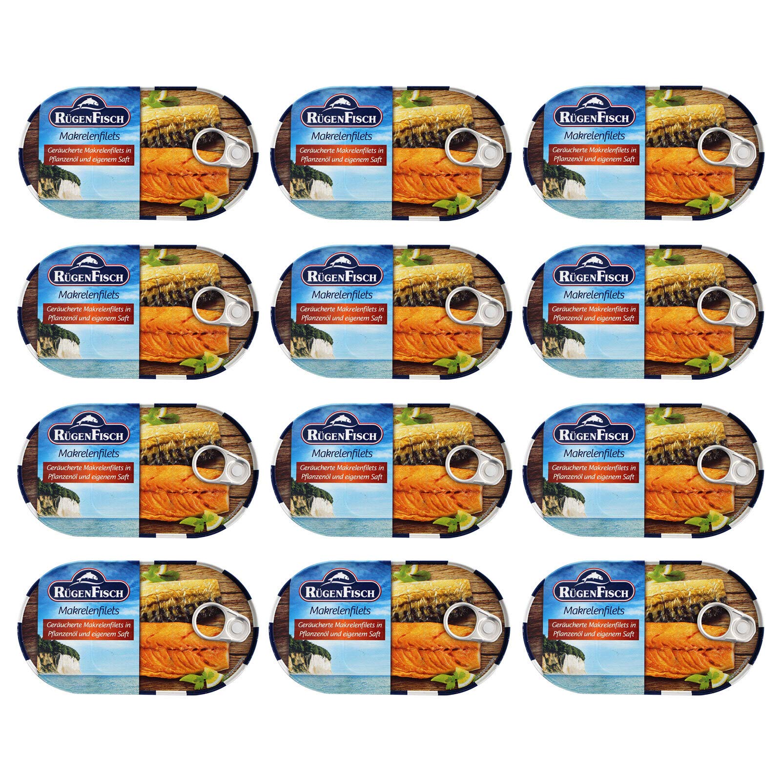 12er Pack Rügen Fisch Makrelenfilets in Öl (12 x 200 g)