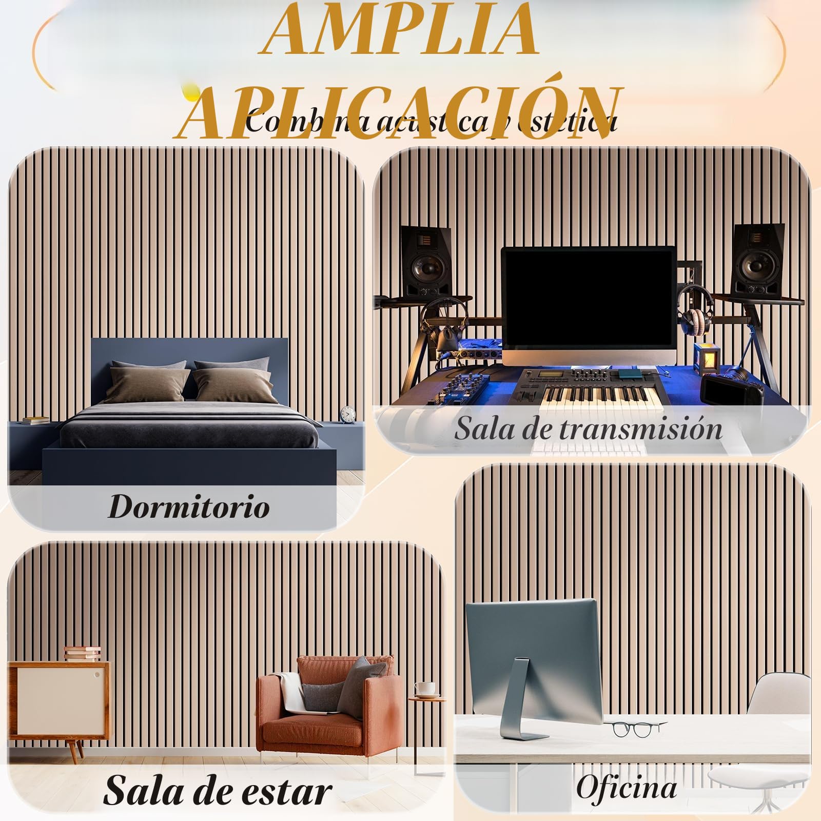 NZQXJXZ Paquete de 10 Paneles Acústicos de Pared Grandes | Paneles Acústicos Insonorizados Autoadhesivos para Pared, 120 x 30 x 1 cm, Tratamiento Acústico para Oficina en Casa