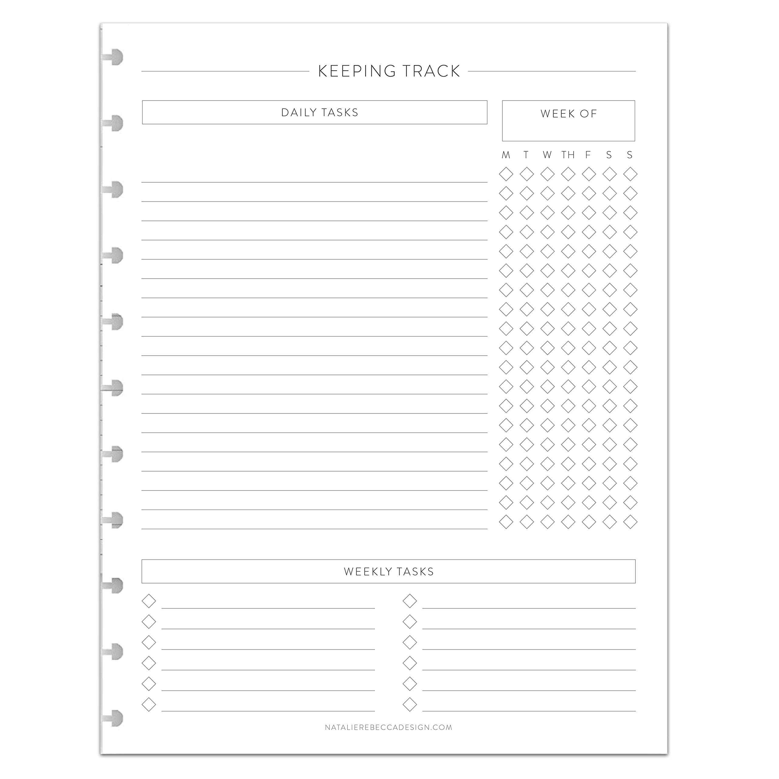 BetterNote Keeping Track Refill Pages for Discbound Notebook, Habit Tracker, Fits Disc TUL, Daily Weekly To Do, Happy Planner, ARC, Levenger Circa, Talia (Classic- 12 months, 11-Disc, 8.5"x11")