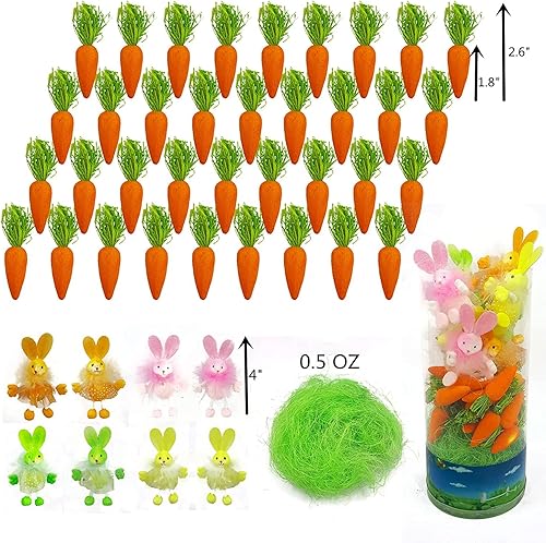 Miniatura 2 de DearSun Decoración de Pascua con diseño de zanahoria, bonito conejito de sisal verde natural, Pascua, material de bricolaje