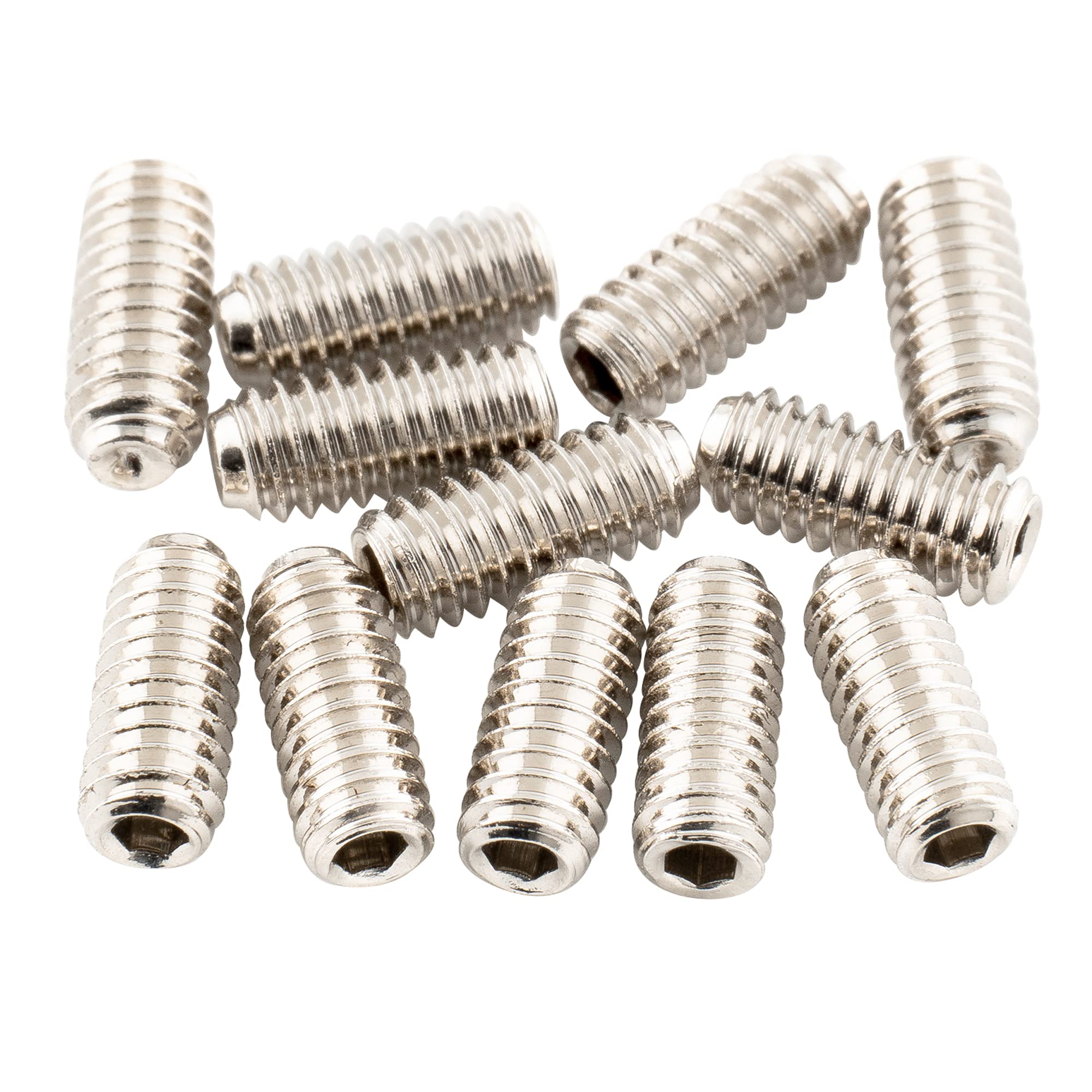 Musiclily Ultra UNF#4-48X1/4 Inch Stainless Steel Bridge Saddle Height Screws for USA Electric Guitar Nickel (Set of 12)