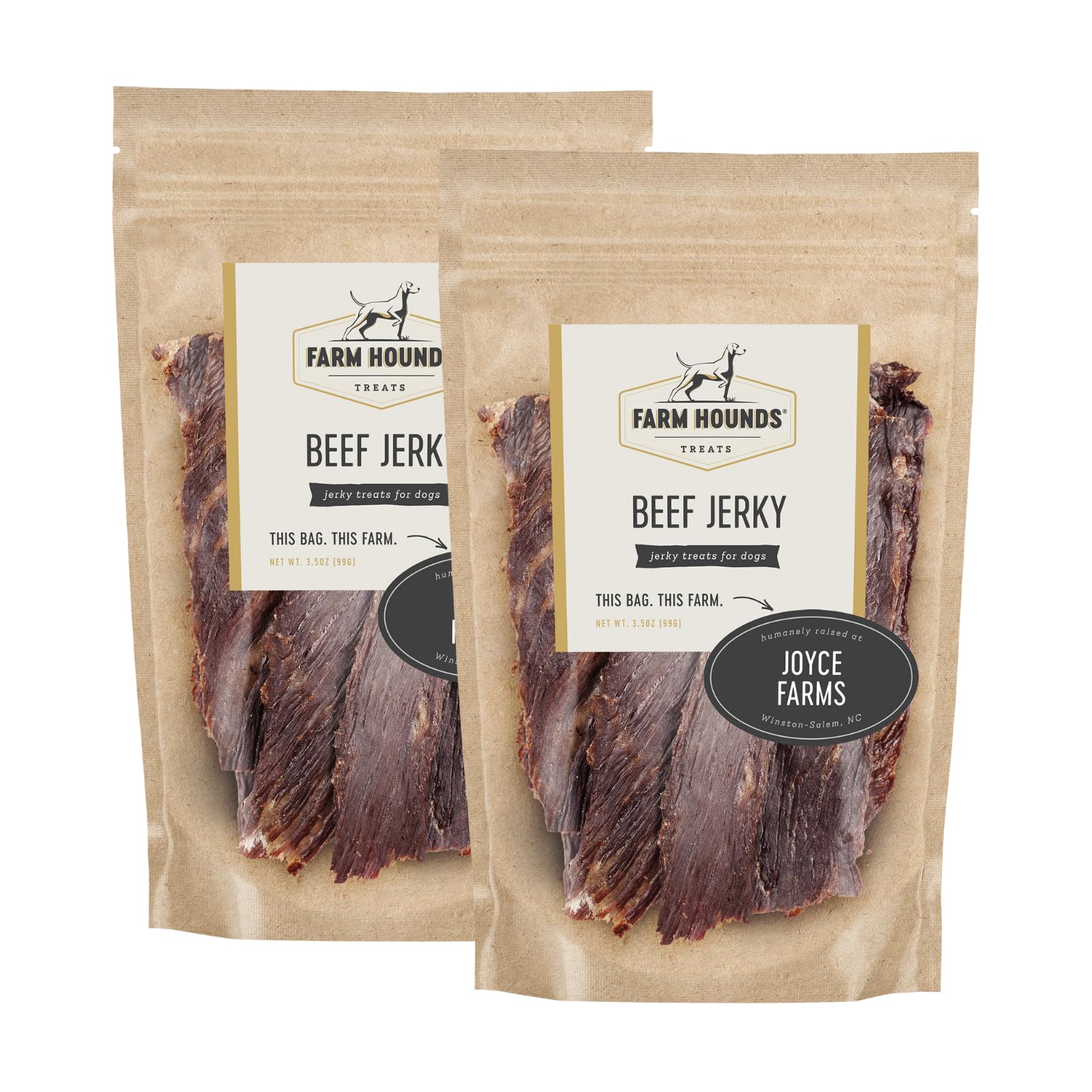 Farm Hounds - Beef Jerky - Premium Natural Jerky for Dogs - 100% Humanely Raised Cattle - Break-to-Size - Great for Training & Treats - No Fillers -