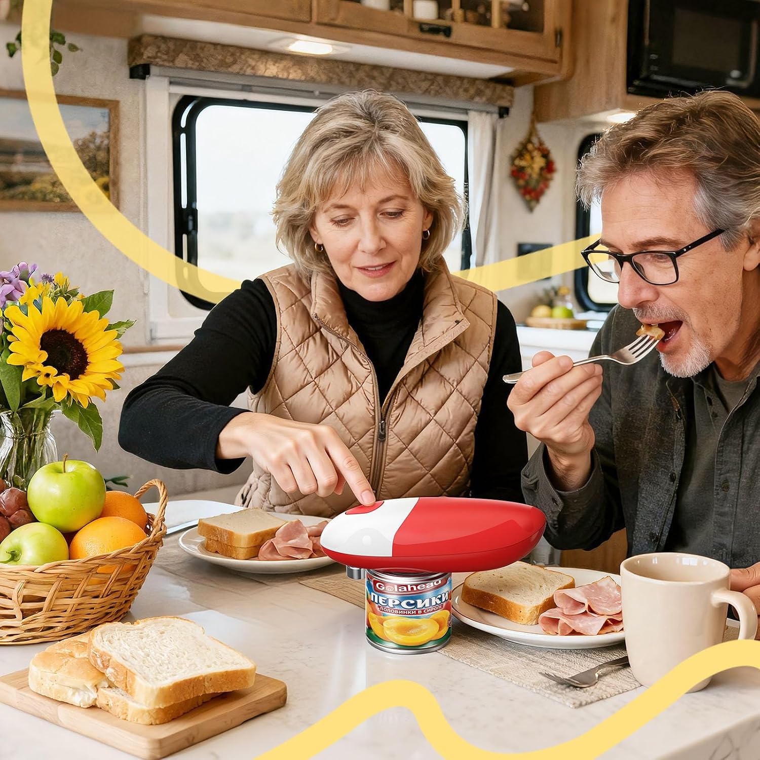 Electric Can Opener, One-Touch Automatic Can Opener Easy Side Cut All Can Sizes with Smooth Edge, Handsfree Battery Operated Kitchen Gadget Safe for Seniors & Arthritis