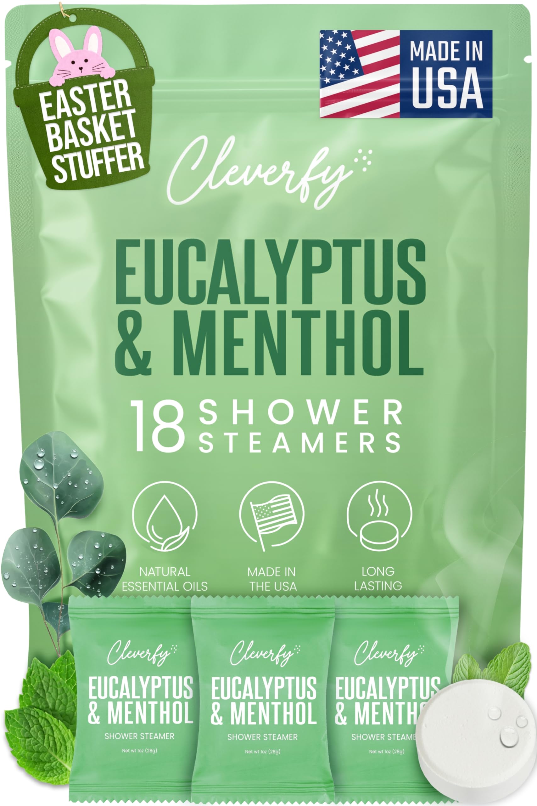 Eucalyptus Shower Steamers Aromatherapy - Easter Basket Stuffers for Teens and Adults - Easter Gifts for Women and Men, Girls and Boys - 18 Tablets