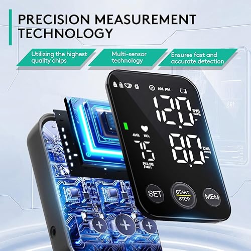 Miniatura 2 de Oklar Monitor de presión arterial, monitores de brazo superior para uso doméstico, máquina BP, esfigmomanómetro con memoria de lectura de 2 x 120,