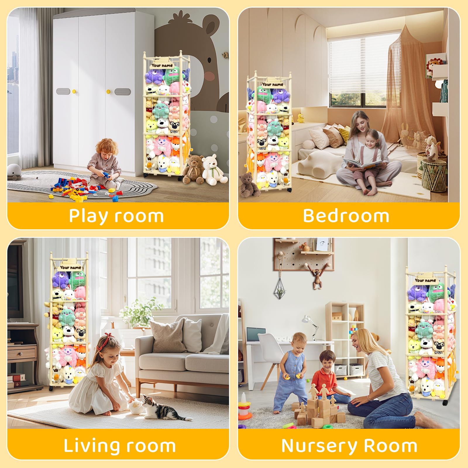 Rangement Peluche, Range Peluche, Meuble Rangement Jouet, Rangement Peluche Chambre Enfant, Grande Capacité, économiser de L'espace, pour Salle de Jeux, Crèche, Chambre à Coucher, Chambre D'enfants