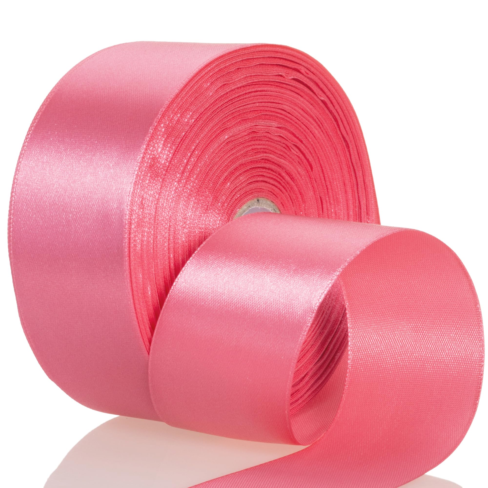 50 Yards 1 1/2 Inch Brink Pink Satin Ribbon, Single Face Polyester Solid Color Craft Fabric Ribbon for Handmade Roses, Gift Wrapping, Bouquets, Wedding, Christmas, and Party Decoration