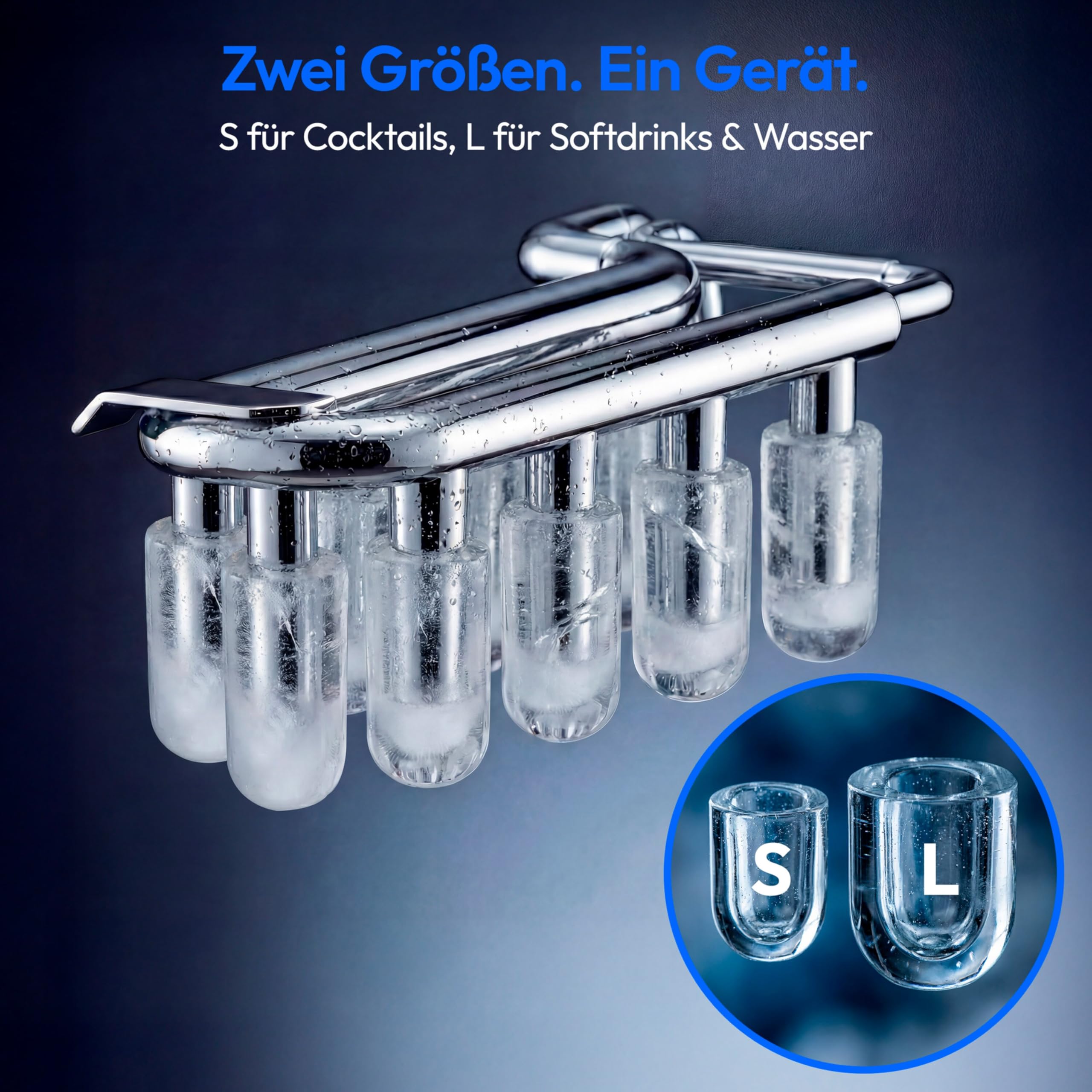 MEDION Eiswürfelmaschine, selbstreinigend, 12 kg Eis/Tag Eiswürfelbereiter, 2 Eiswürfelgrößen S & L, Integrierter Kompressor, 1,1 L Wassertank kompakt mit Tragegriff, GS-Zertifiziert, MD 100117