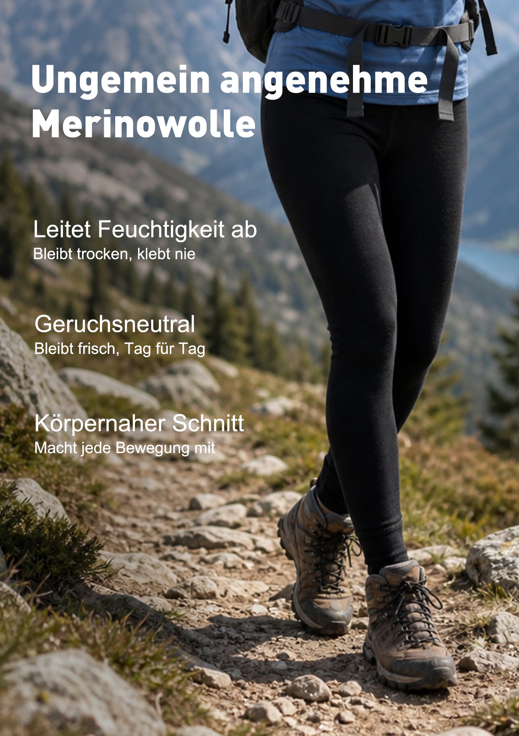 Merino Blend Leggings Damen Thermo Unterwäsche Lange Unterhose