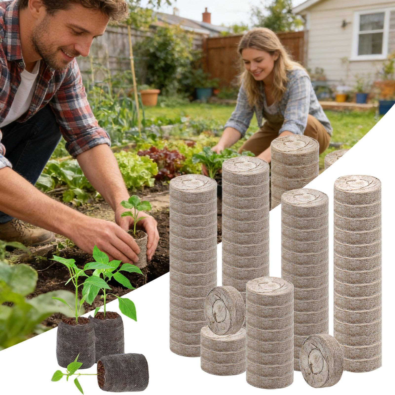 Ziemia do Roślin Doniczkowych,100 sztuk mieszanki nawozów - Organiczna 30 mm torfowa ziemia doniczkowa | dla Warzyw Kwiatów Drzew Kaktusów Storczyków Bonsai Cytrusów Monstery
